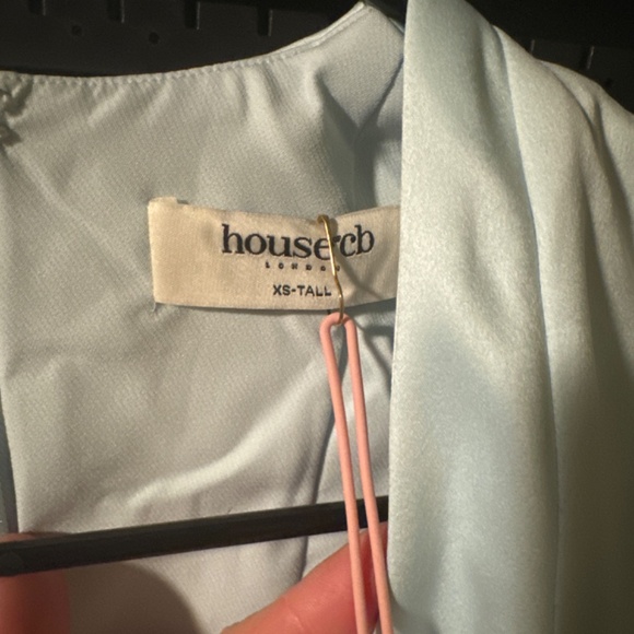 House of CB IMANI Delicate Blue Satin Pleated Mini Dress - Picture 4 of 6